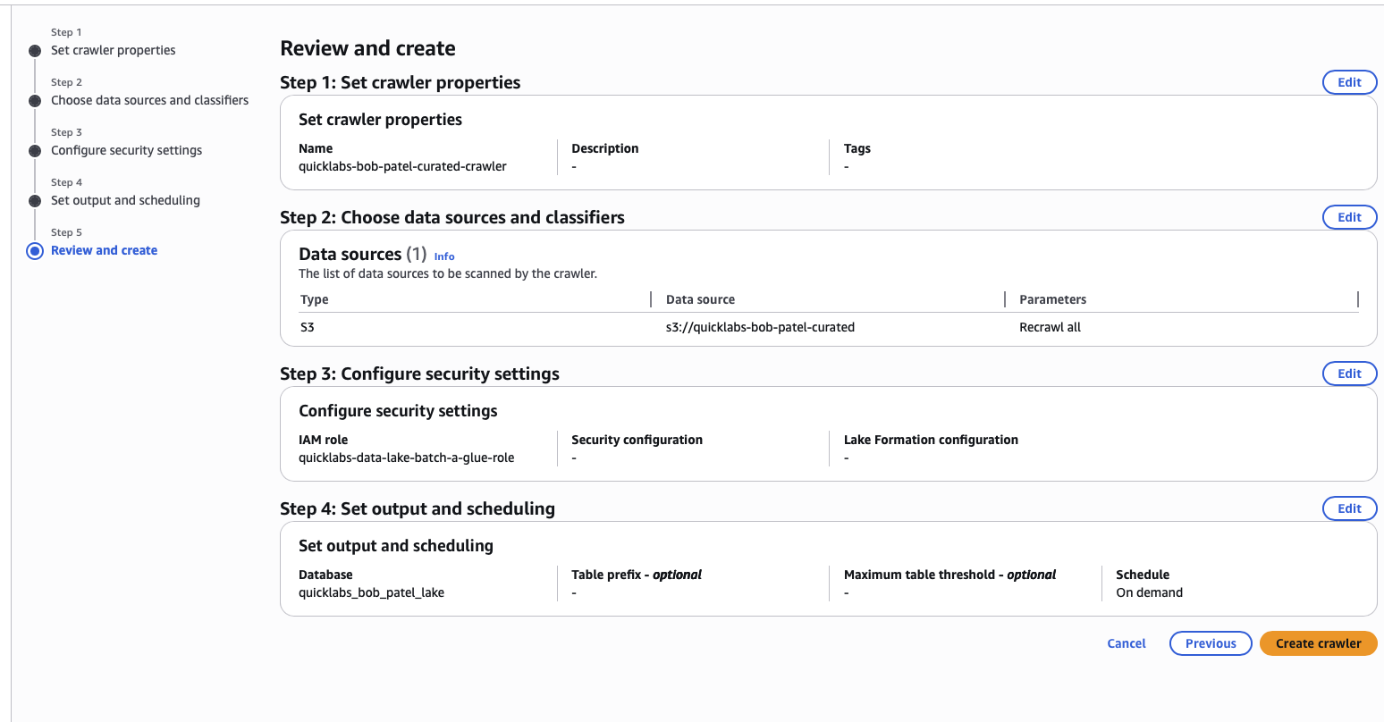 Curated crawler running